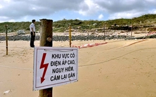 Cáp ngầm xuyên biển cấp điện cho đảo Lý Sơn bị triều cường gây sạt lở, lộ thiên