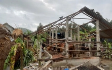 Lốc xoáy quét qua ngôi làng ở Quảng Ngãi, nhiều mái nhà bị xé toạc