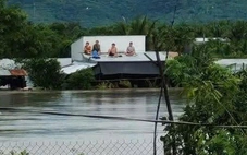 Khánh Hòa ngập sâu do mưa lũ, người dân leo lên mái nhà cầu cứu