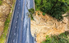 Cận cảnh 'dấu vết lạ' ở điểm sạt lở trên đèo Prenn Đà Lạt