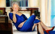 Bức tranh ông Bill Clinton mặc đầm xanh gợi cảm có thật không, 'tỉ phú ấu dâm' Epstein từng treo nó?