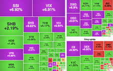 Chứng khoán như 'tàu lượn' với cú đảo chiều tăng vọt, loạt cổ phiếu 'tím trần'