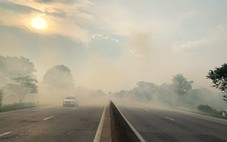 Khói lại bủa vây quốc lộ 1 do đốt rơm rạ sau thu hoạch lúa