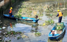 Cá chết nổi lềnh bềnh trên kênh Nhiêu Lộc - Thị Nghè, công nhân môi trường tất bật thu gom