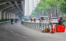 Lắp rào chắn, phân làn ô tô riêng trên 2 tuyến vành đai ở Hà Nội