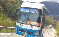 Xử phạt tài xế xe khách giường nằm vượt ẩu trên đèo Khánh Lê, suýt gây tai nạn