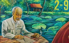 Thầy giáo vẽ tranh về Quốc khánh bằng phấn viết bảng 'gây sốt'