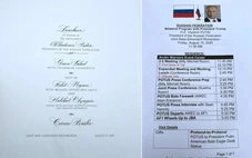 Nhân viên Nhà Trắng để quên thực đơn ông Trump chiêu đãi ông Putin tại khách sạn