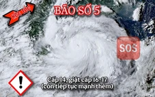 Bão số 5 mạnh cấp 14, giật cấp 17 cách Hà Tĩnh 390km, có thể mạnh thêm