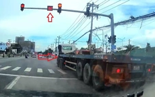 Người dân ghi hình xe container vượt đèn đỏ trên quốc lộ 13, tài xế bị phạt nặng