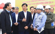 Bí thư Hà Nội thị sát tiến độ thi công cầu Hồng Hà thuộc dự án đường vành đai 4