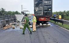 Xe tải tông xe container trên cao tốc Trung Lương - Mỹ Thuận, 1 người chết