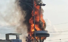 Cháy lớn tại công trình trang trí chiếu sáng nghệ thuật ở Đồng Tháp