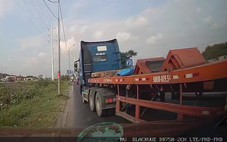 Tài xế xe đầu kéo đánh lái 'ép' ô tô, suýt xảy ra va chạm trên đường Võ Chí Công