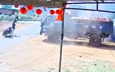 Chú rể gặp nạn vì vướng dây kéo xe tải giữa đường