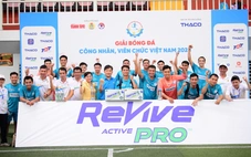 Cầu thủ được làm mát, bổ sung điện giải tại Giải bóng đá Công nhân, viên chức Việt Nam 2026