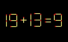 Thử tài IQ: Di chuyển một que diêm để 19+13=9 thành phép tính đúng