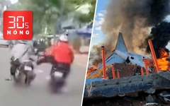 Bản tin 30s nóng: Clip người đi xe máy bị đạp ngã; Rơi máy bay chở 242 người tại Ấn Độ