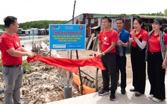 Đội tình nguyện viên nghệ sĩ TP.HCM lắp đèn năng lượng mặt trời, sửa chữa nhà vệ sinh ở Cà Mau