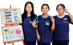 Học trò Trường THPT Nguyễn Công Trứ làm tranh nghệ thuật từ vi mạch điện tử