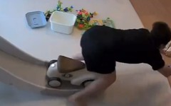 Ông bố trẻ ngã sấp mặt vì tò mò nghịch ngợm đồ chơi của con