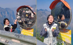 Bạn trẻ nhận điểm 10 khi làm sạch gương cầu lồi trên đèo Mã Pí Lèng