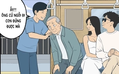 Thằng Vàng thực hành nhường chỗ trên metro