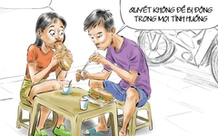 Chàng trai có hành động cực lạ khi đi ăn bánh mì với người yêu