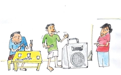 Cuộc thi biếm họa 2026: Karaoke dễ ngủ và đồ ăn ở cổng trường bán trú