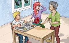 Khay cơm học sinh thay thịt gà bằng... hoa?