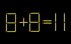 Thử tài IQ: Di chuyển một que diêm để 8+8=11 thành phép tính đúng
