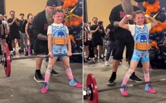 Cô bé 9 tuổi nâng tạ 82kg, gấp 3 lần trọng lượng cơ thể