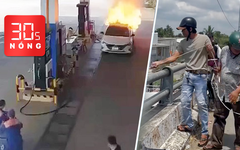 Bản tin 30s nóng: Thông tin vụ cháy xe ở cây xăng; Xác minh vụ ‘cá sấu nổi trên sông’
