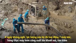 Dùng 7 máy xúc khoét núi cứu 2 công nhân mắc kẹt trong hang Cột Cờ