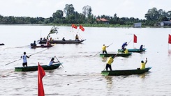 Vui nhộn đua xuồng trên cánh đồng xả lũ An Giang