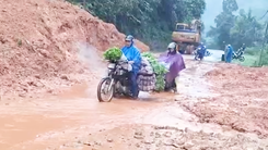 Hơn 2.500m3 đất đá sạt lở xuống quốc lộ 40B đoạn qua Quảng Nam