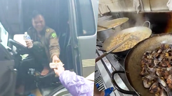 Tiếp tế thức ăn, nước uống cho hàng trăm tài xế mắc kẹt trên đèo Lò Xo