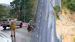 Đoạn đèo Prenn sạt trôi xuống vực, để lộ vết nứt dài