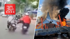 Bản tin 30s nóng: Clip người đi xe máy bị đạp ngã; Rơi máy bay chở 242 người tại Ấn Độ
