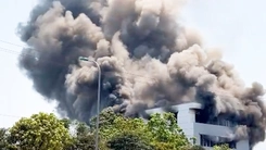 Cháy dữ dội tại khu vực trưng bày sản phẩm gỗ ở Hà Tĩnh