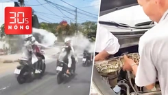 Bản tin 30s Nóng: Triệu tập nhóm ‘quái xế’ ném bột người đi đường; Trăn 10kg chui vào ô tô