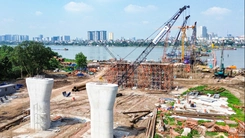 Tiến độ xây dựng cầu Trần Hưng Đạo gần 16.000 tỉ ở Hà Nội