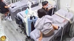 Nhân viên spa hú hồn khi khách hạ cánh xuống sàn