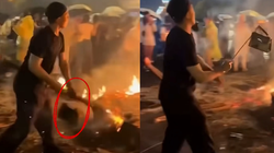 Anh chàng đãng trí vứt túi người yêu vào đống lửa