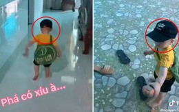 Cưng xỉu với bé trai bị 'đuổi khỏi nhà' nhờ mẹ đi dép