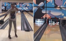 Cô gái nhắm mắt ném bừa bowling chính xác đến kinh ngạc