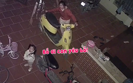 Bé gái nói lời yêu thương với bố qua camera an ninh