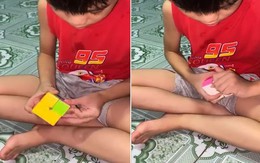 Bé trai nổi quạu khi xoay rubik 2x2