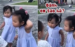 Thấy em bị bắt nạt, bé gái chạy đến bênh chằm chặp