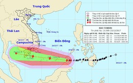 Bão Tembin đang tiến vào biển Đông